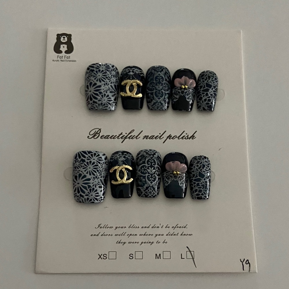 NEW fashion blue  Floral Nail Set